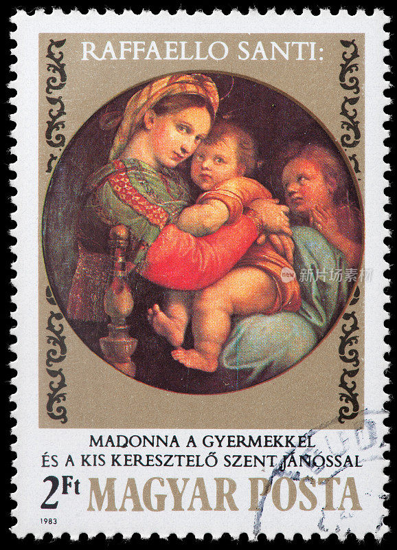 Raffaello Sanzio，椅子上的麦当娜，Stamp